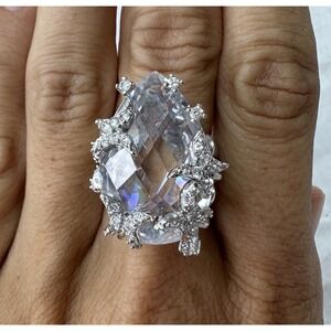 Charles Winston CWE Silver 925 Butterfly Cocktail Ring Cubic Zirconia Large Sz 8